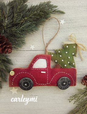 Camioneta de fieltro para el árbol de Navidad